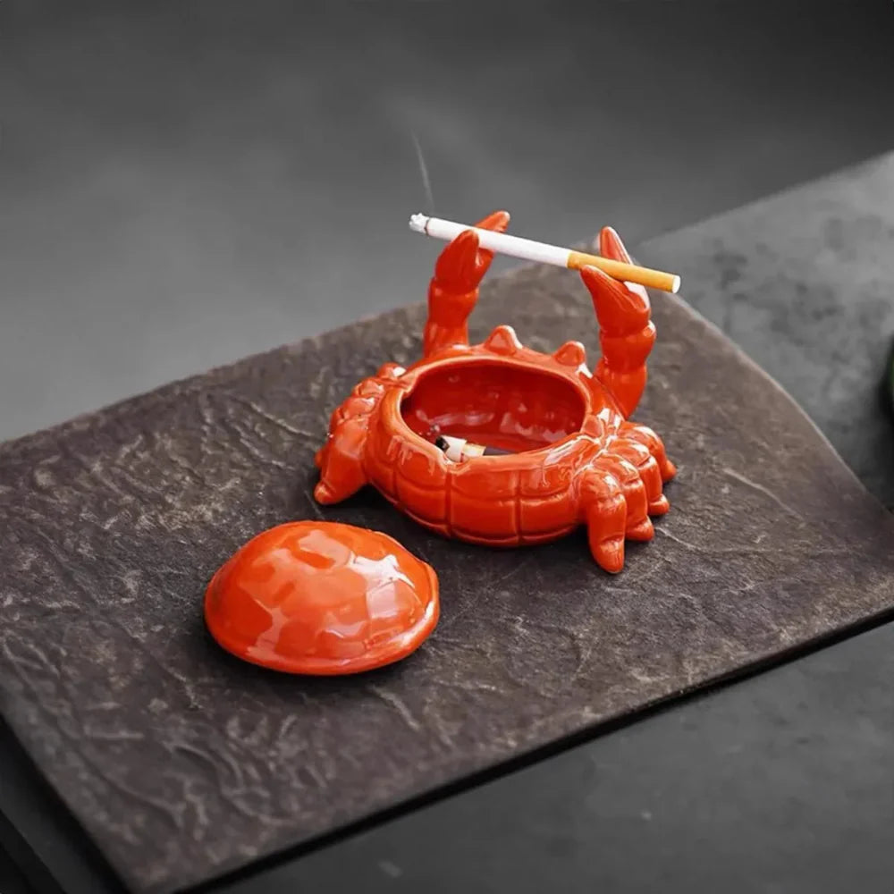 Oriental Crab Ceramic Ashtray Sculpture for Modern Tables NALANI