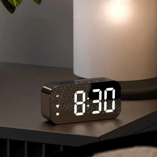 LED Alarm Clock With Voice Control And Temperature Display Black NALANI