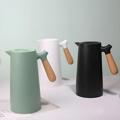 Insulated Carafe With Wood Handle Keeps Beverages Hot NALANI