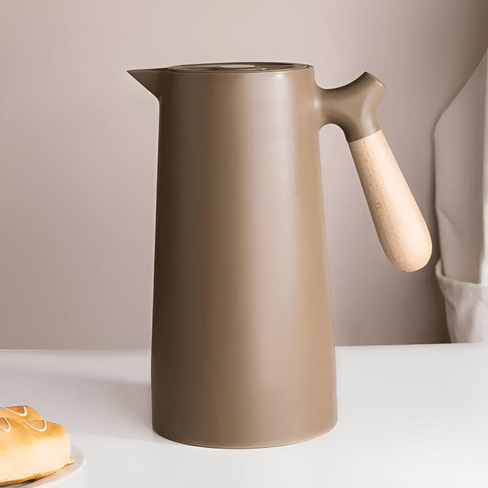Insulated Carafe With Wood Handle Keeps Beverages Hot Chestnut brown NALANI