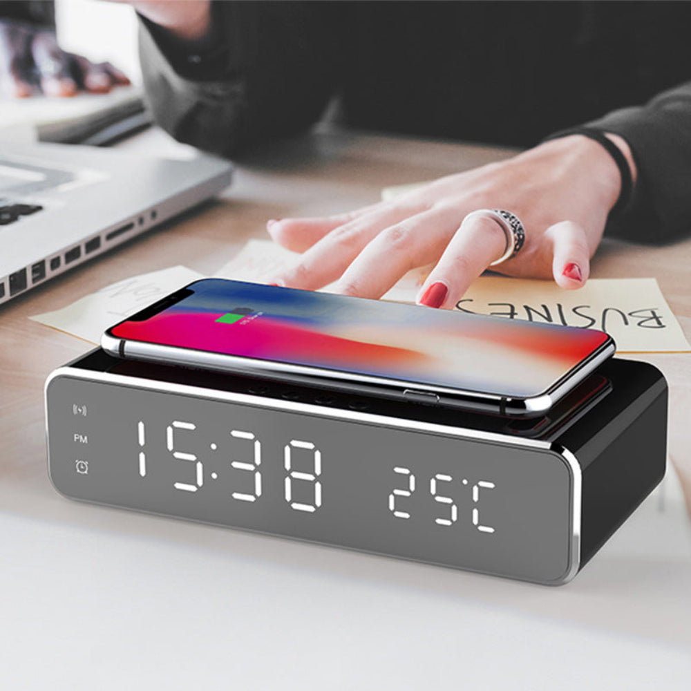 LED Alarm Clock With Wireless Charging Pad For Nightstands NALANI