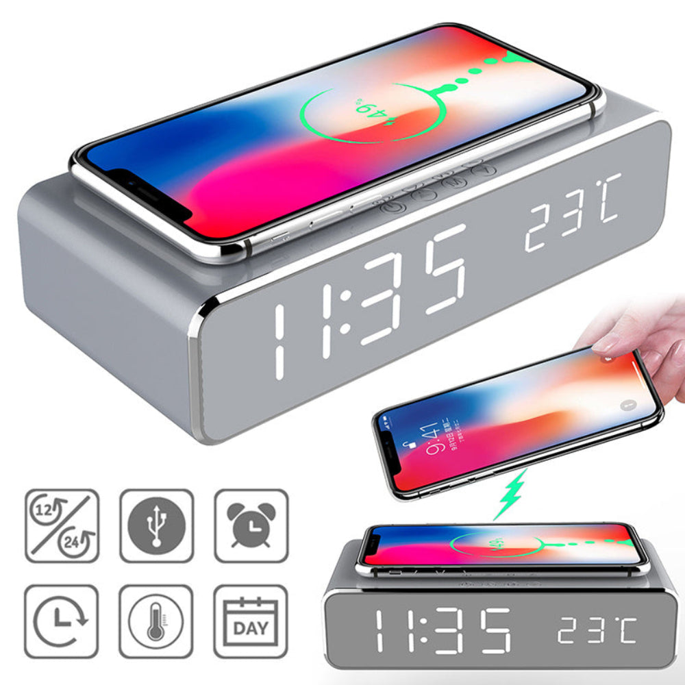 LED Alarm Clock With Wireless Charging Pad For Nightstands NALANI