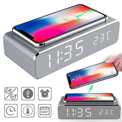 LED Alarm Clock With Wireless Charging Pad For Nightstands NALANI
