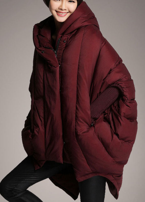 Trendy Down Coat With Hood And Cape Sleeves Puffer Jacket NALANI