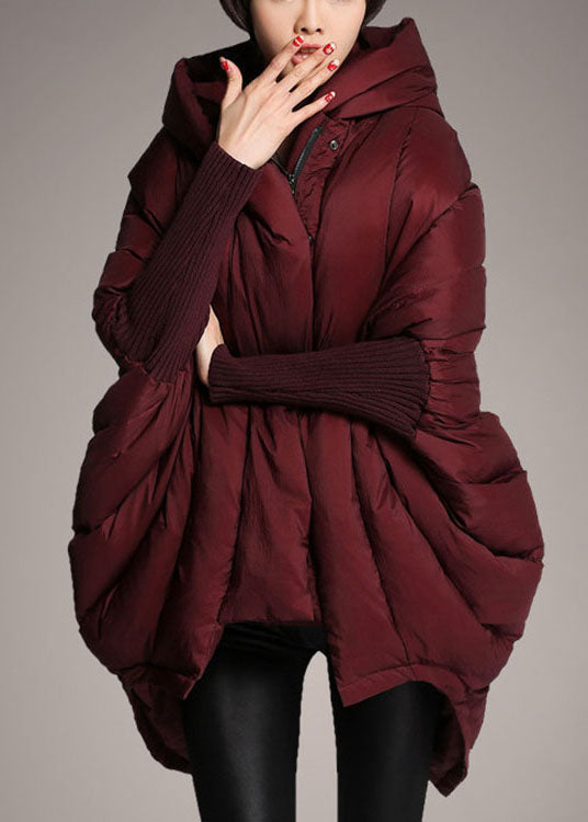 Trendy Down Coat With Hood And Cape Sleeves Puffer Jacket NALANI
