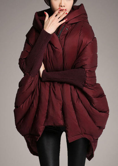 Trendy Down Coat With Hood And Cape Sleeves Puffer Jacket NALANI