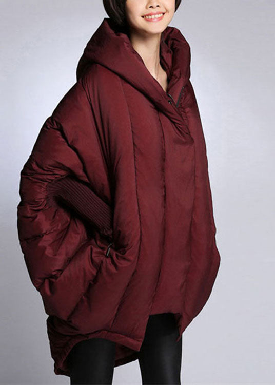 Trendy Down Coat With Hood And Cape Sleeves Puffer Jacket NALANI