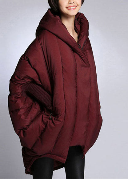Trendy Down Coat With Hood And Cape Sleeves Puffer Jacket NALANI