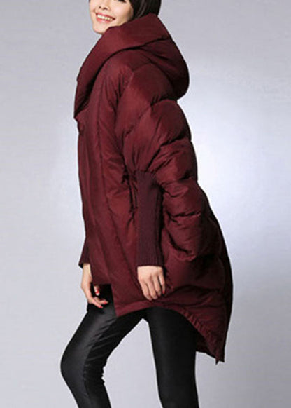 Trendy Down Coat With Hood And Cape Sleeves Puffer Jacket NALANI