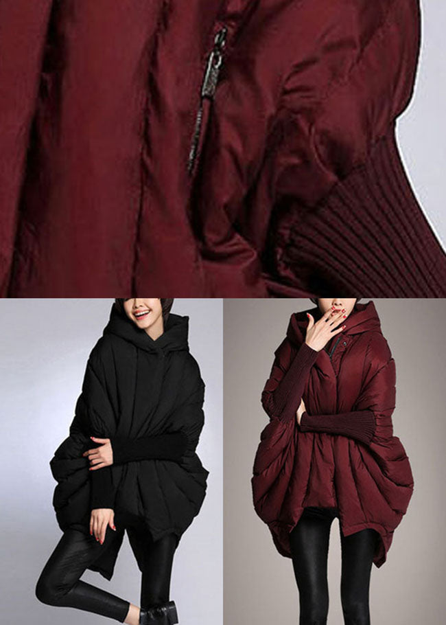 Trendy Down Coat With Hood And Cape Sleeves Puffer Jacket NALANI