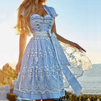 Printed Bavarian Dirndl Dress - Oktoberfest Fancy Dress Costume