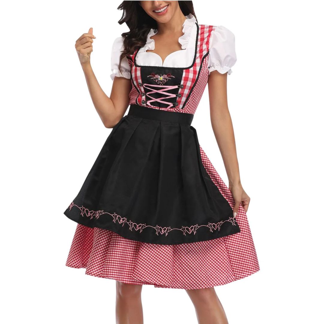 Bavorský dirndl – německé lidové šaty na Oktoberfest s zástěrou
