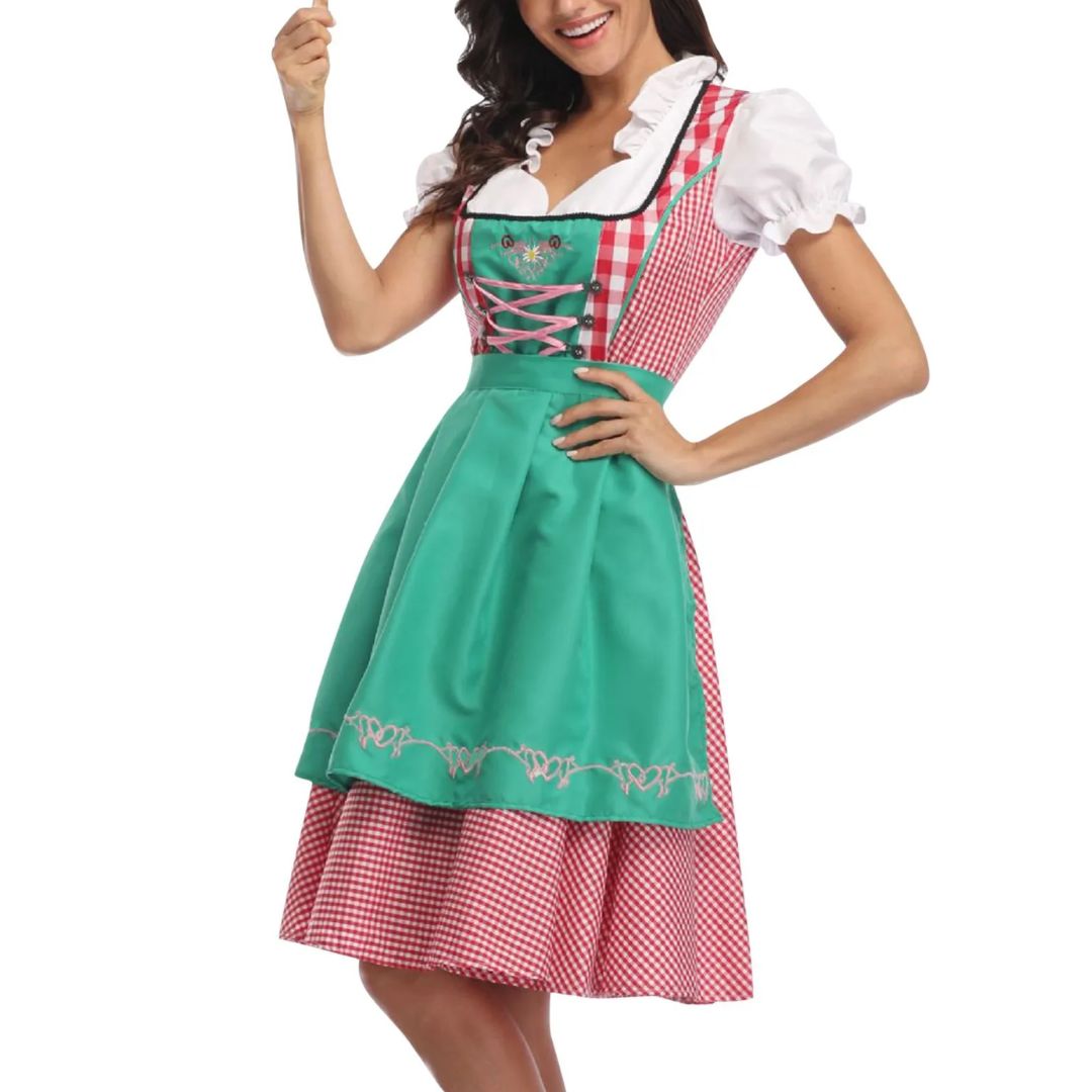 Bavorský dirndl – německé lidové šaty na Oktoberfest s zástěrou