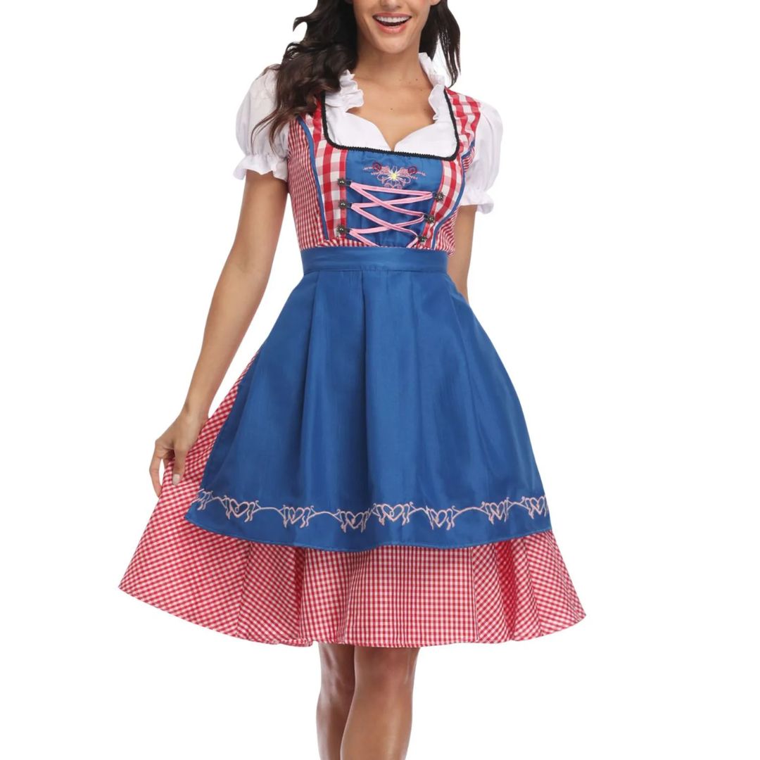 Bavorský dirndl – německé lidové šaty na Oktoberfest s zástěrou