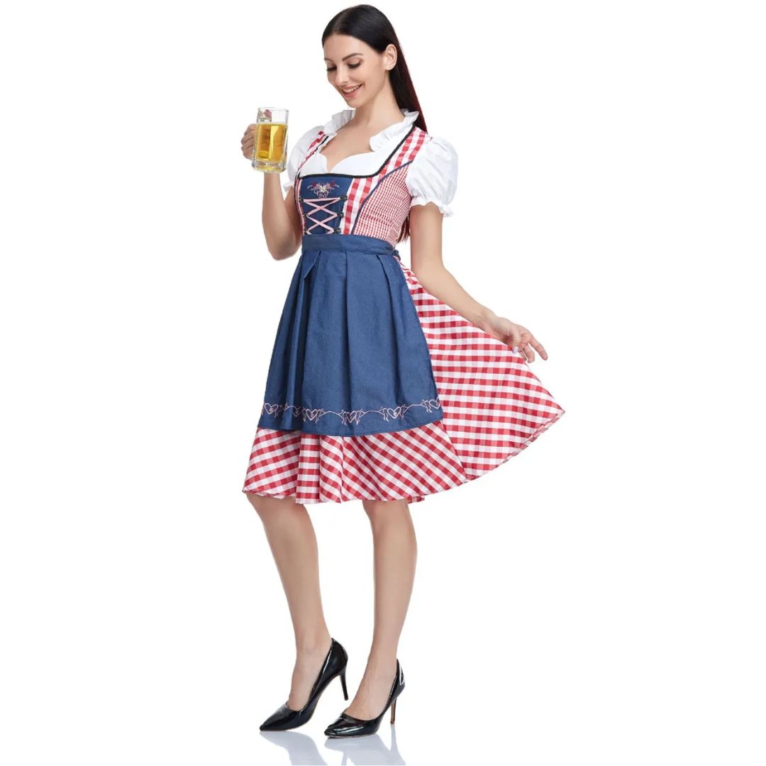 Bavorský dirndl – německé lidové šaty na Oktoberfest s zástěrou