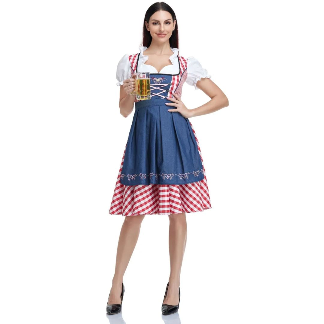 Bavorský dirndl – německé lidové šaty na Oktoberfest s zástěrou