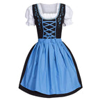 Square Neck Dirndl Dress - Bavarian Oktoberfest Costume with Apron