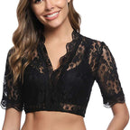 Lace Dirndl Blouse - Short Sleeve Crop Top for Oktoberfest