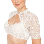 Krajková dirndlová halenka pro plnoštíhlé – crop top na Oktoberfest