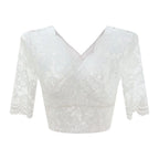 Lace Dirndl Blouse - Black & White V-Neck Crop Top