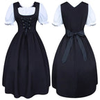 Black Bavarian Dirndl Dress - Oktoberfest Costume with Apron