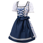 Bavarian Dirndl Dress - Oktoberfest Outfit with Lacing and Apron