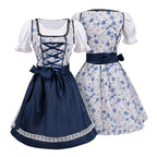 Bavarian Dirndl Dress - Oktoberfest Outfit with Lacing and Apron