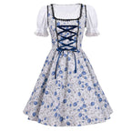 Bavarian Dirndl Dress - Oktoberfest Outfit with Lacing and Apron