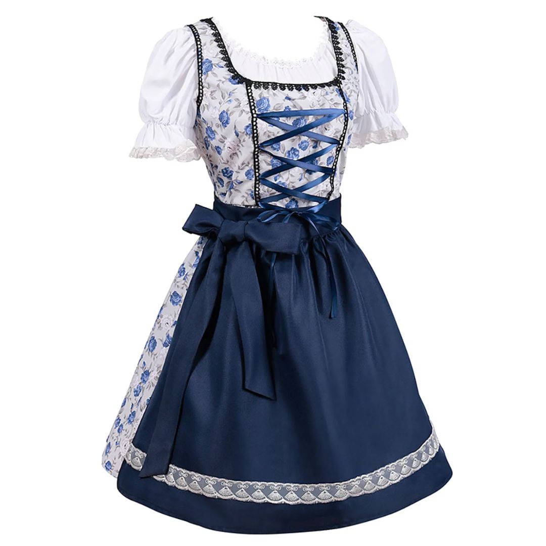 Bavorský dirndl – outfit na Oktoberfest se šněrováním a zástěrou