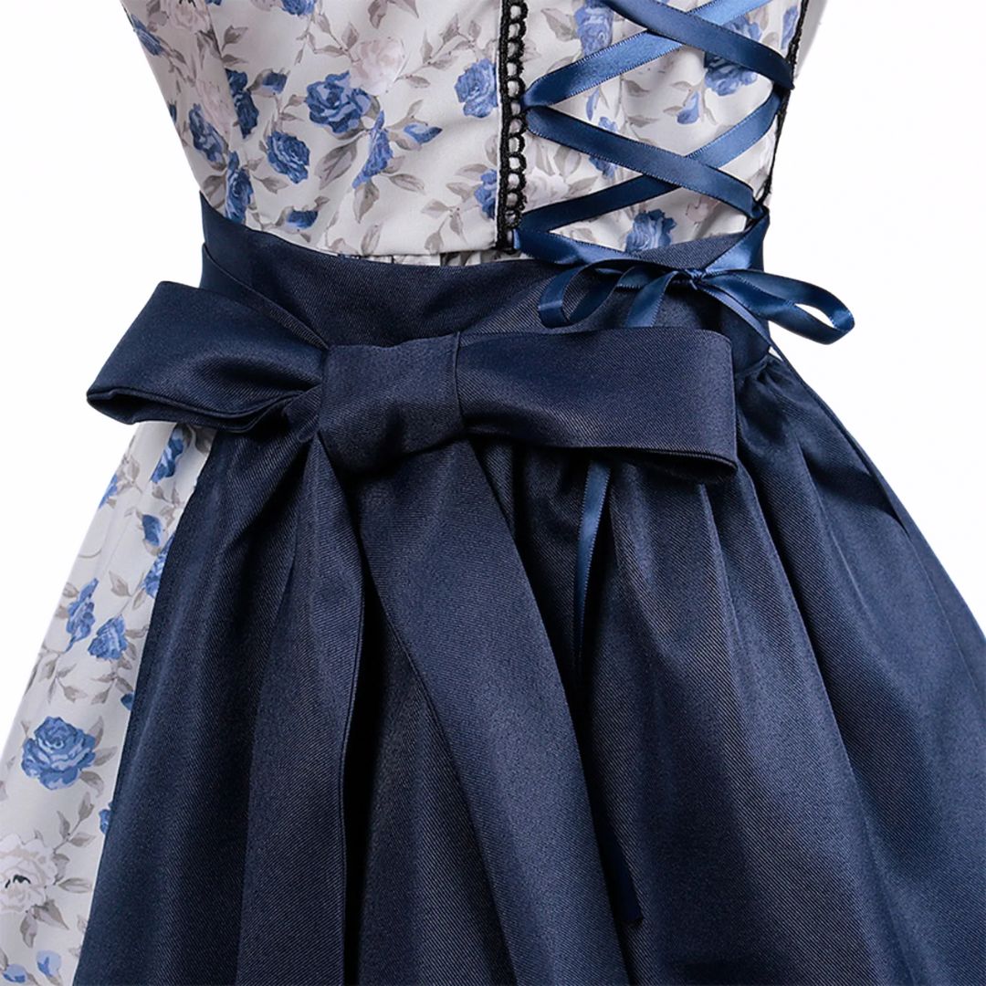 Bavarian Dirndl Dress - Oktoberfest Outfit with Lacing and Apron