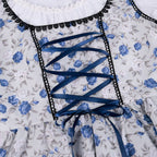Bavarian Dirndl Dress - Oktoberfest Outfit with Lacing and Apron