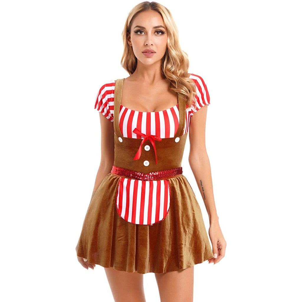 Bavarian Dirndl Dress - Oktoberfest & Halloween Fancy Dress Costume