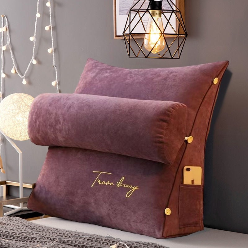Triangular Reading Backrest Pillow For Bed And Sofa Support Purple NALANI