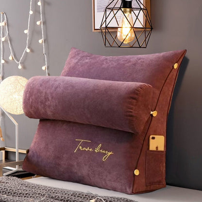 Triangular Reading Backrest Pillow For Bed And Sofa Support Purple NALANI