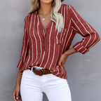Lunelle Stripe Summer Shirt Soft Cotton Light Breathable V Neck