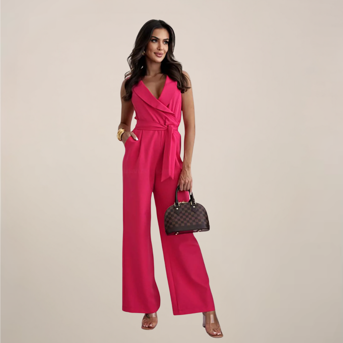 Women's Elegant Wrap Wide-Leg Jumpsuit For Formal Events