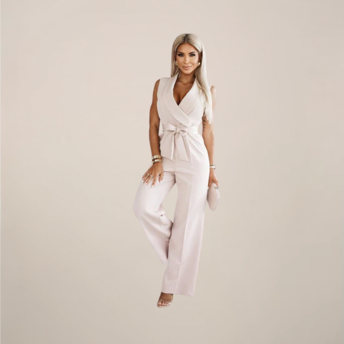 Women's Elegant Wrap Wide-Leg Jumpsuit For Formal Events