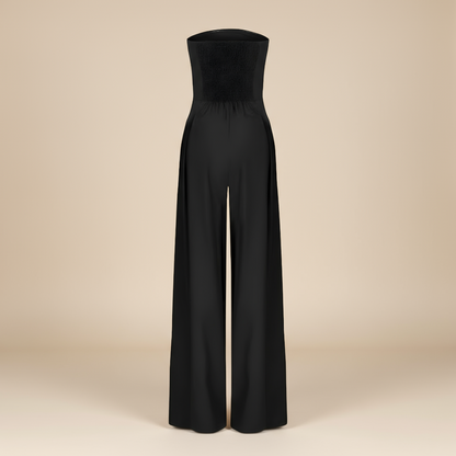 Strapless Jumpsuit With Wide Leg Silhouette And Structured Bodice