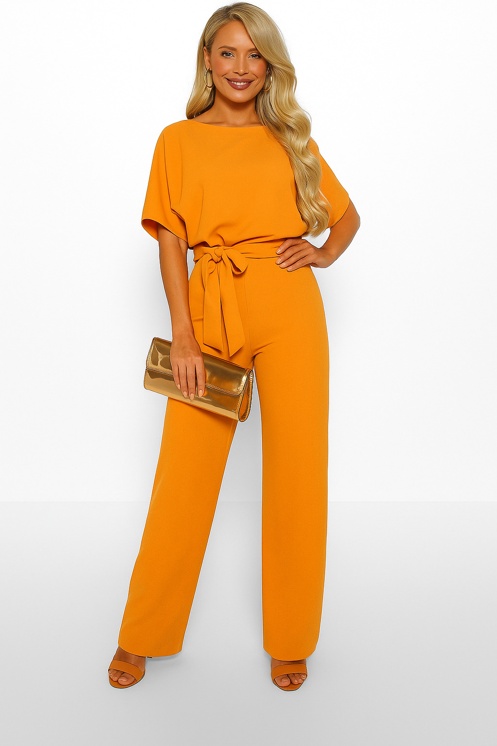 Womens Tie Waist Jumpsuit Short Sleeves For Day To Night Look
