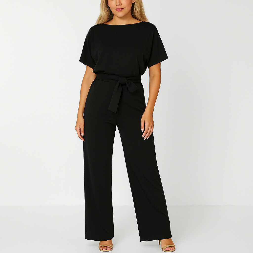 Womens Tie Waist Jumpsuit Short Sleeves For Day To Night Look