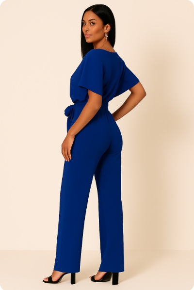 Womens Tie Waist Jumpsuit Short Sleeves For Day To Night Look