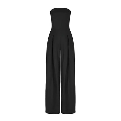 Women Strapless Jumpsuit With Waist Sculpting Corset For Elegant Slim Fit
