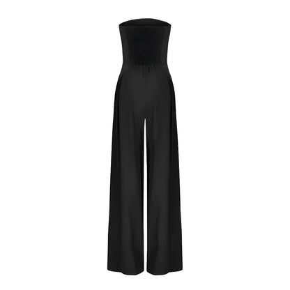 Women Strapless Jumpsuit With Waist Sculpting Corset For Elegant Slim Fit