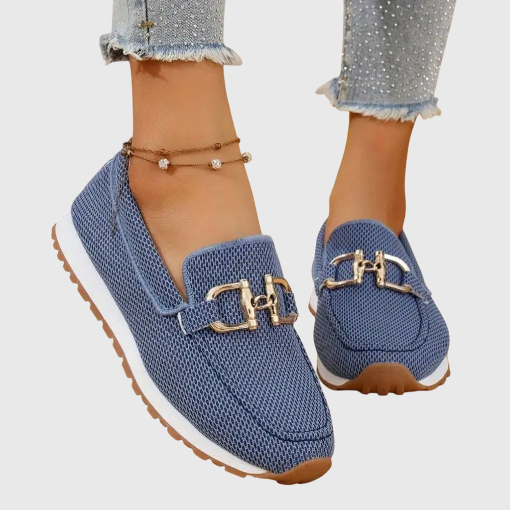 Women's Slip-On with Gum Sole Trainer Loafers - Breathable Mesh Sleek
