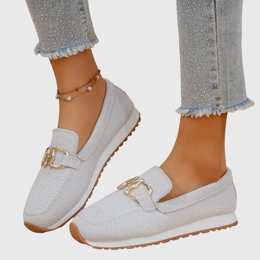 Women's Slip-On with Gum Sole Trainer Loafers - Breathable Mesh Sleek