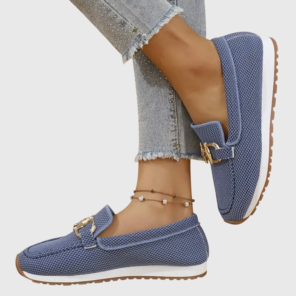Women's Slip-On with Gum Sole Trainer Loafers - Breathable Mesh Sleek