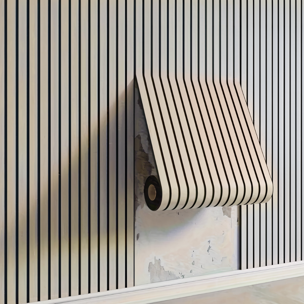 Self Adhesive 3D Wood Wall Panels for Modern Interiors Beige L 300cm x W 40cm NALANI