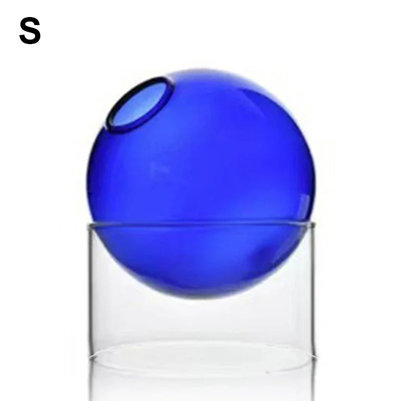 Nordic Minimalist Hydroponic Glass Vase for Bouquets Blue S NALANI