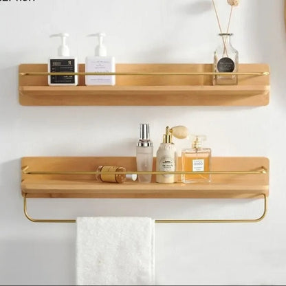 Bamboo Wall Mounted Coat Rack Shelf For Bathroom Entryway NALANI