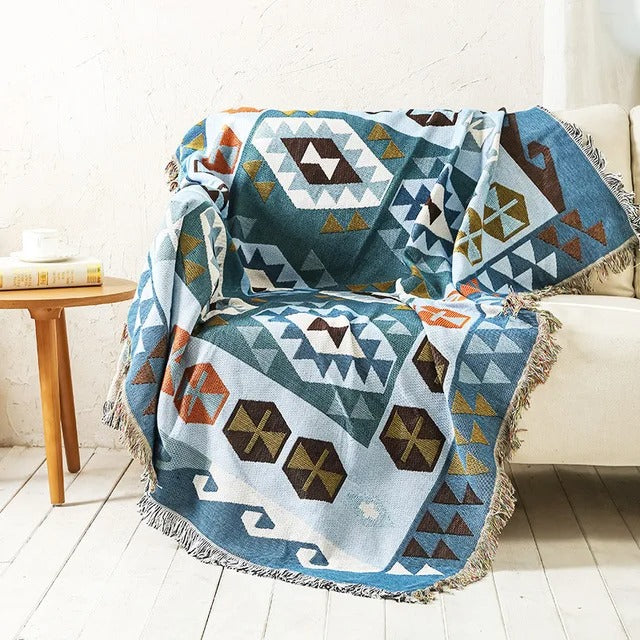 Vibrant Throw Blanket Collection with Braided Fringe Ends 4 NaLani